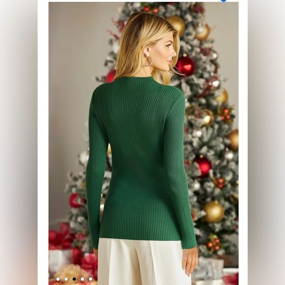 Boston Proper Embellished Illusion Mock Neck Sweater Size XXS - Picture 2 of 14